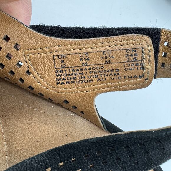 Clarks Artisan Shoes Womens Size 8.5 Black Wedge Sandals‎ Clarene Perforated - Picture 3 of 10
